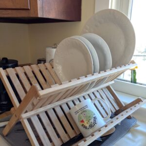 Drying Rack with plates and a coffee mug