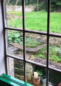 window overlooking English garden
