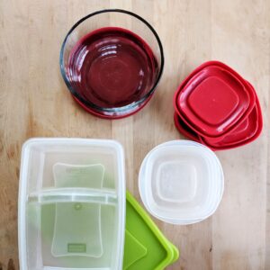 assorted plastic and glass food storage containers