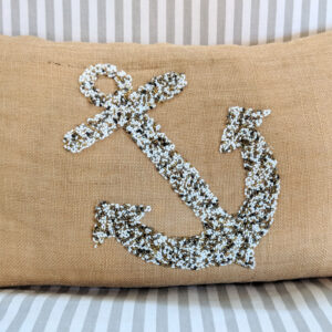 throw pillow with a beaded anchor in Rhode Island