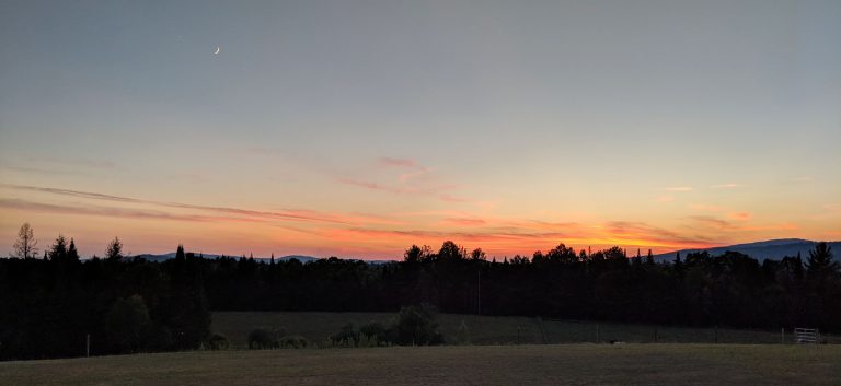 sun set at Cherry Valley Farm Airbnb
