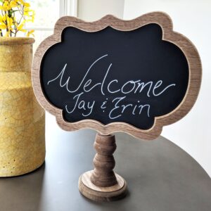 Welcome chalkboard at Oak and Hare Farms Tennessee Airbnb