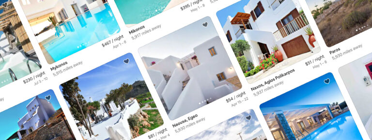 Airbnb listings of cycladic houses