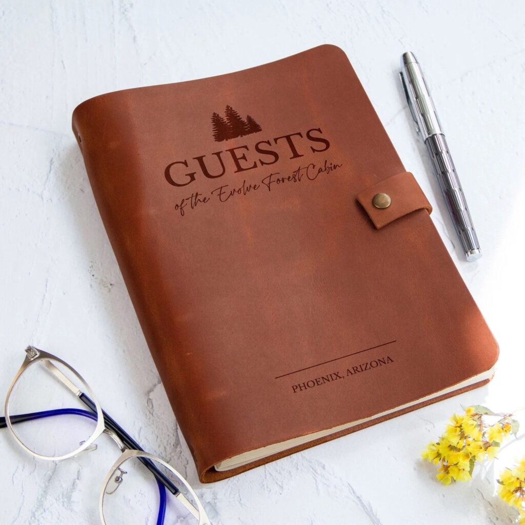 Airbnb Guest Book Idea 9 - Custom Leather Guest Book